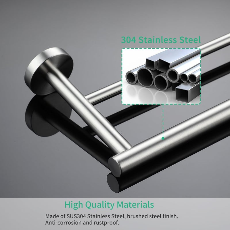 Miyili 24-Inch Bathroom Double Towel Bar Brushed Stainless Steel Bath Towel Rack Holder Wall Mount, A01N60B - Image 4